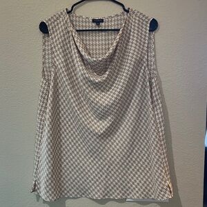 Talbots Beige Houndstooth Sleeveless Blouse